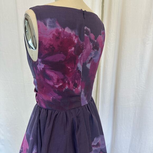 Neiman Marcus Women's 6 Dress Lela Rose Purple Silk Watercolor Floral Silk Blend - Picture 3 of 3